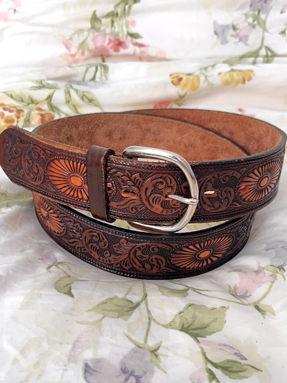 Vintage Embossed Leather Belt